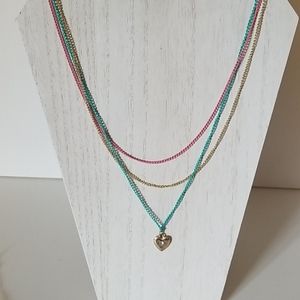 Multicolor long heart necklace